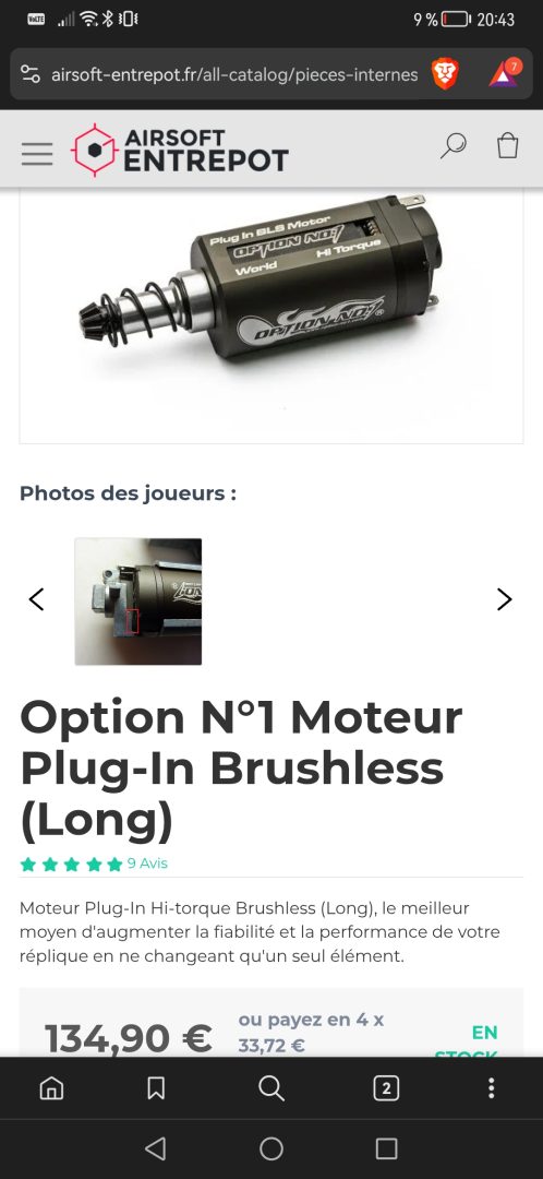 Moteur brushless axe long