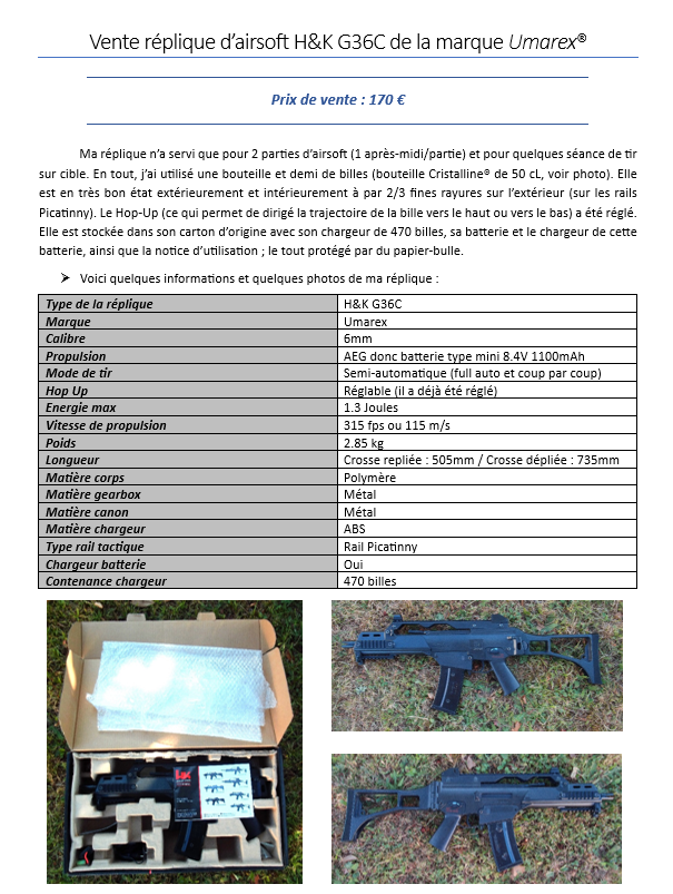 H&K G36C de chez UMAREX