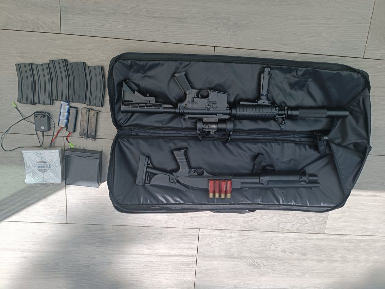 Lot répliques M4 et fusil à pompe