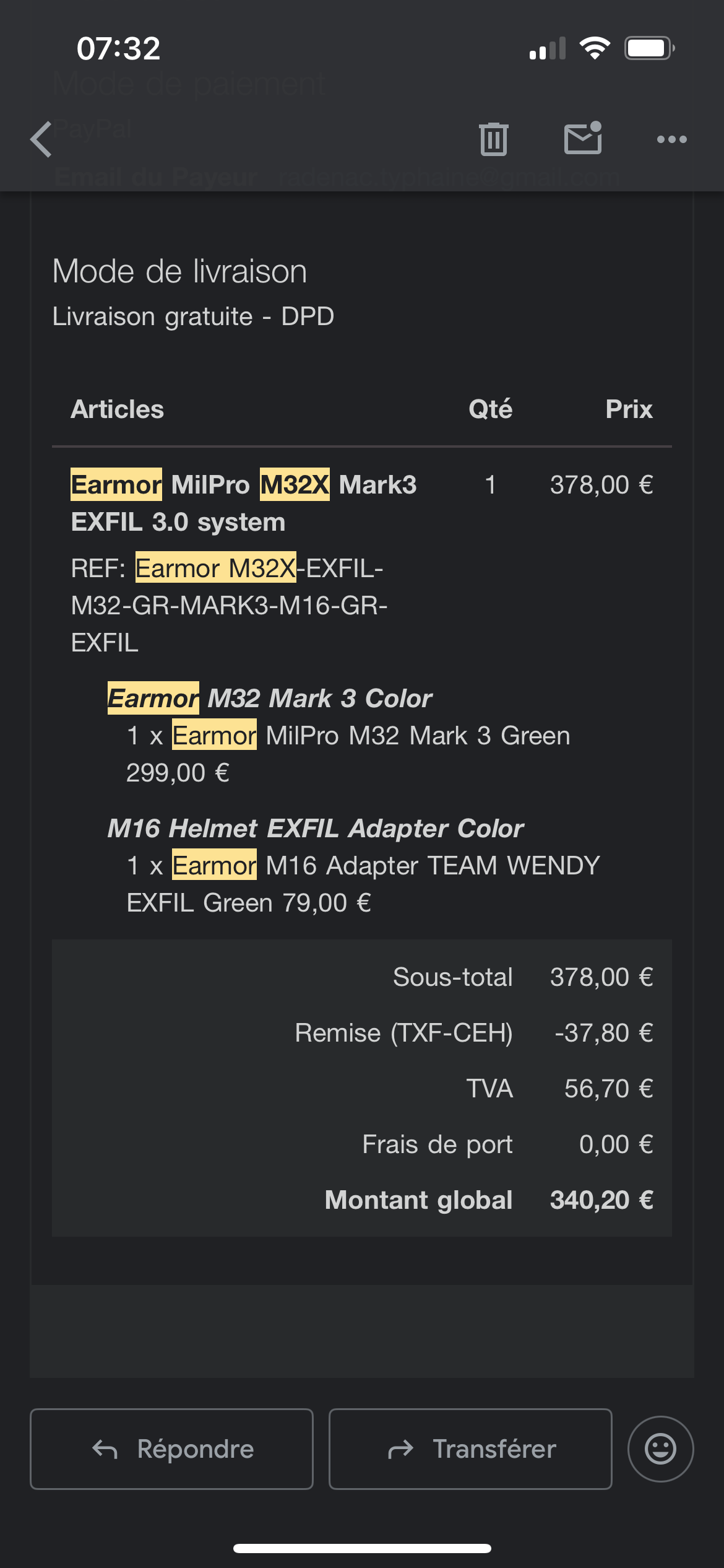 Casque audio Earmor m32x milpro