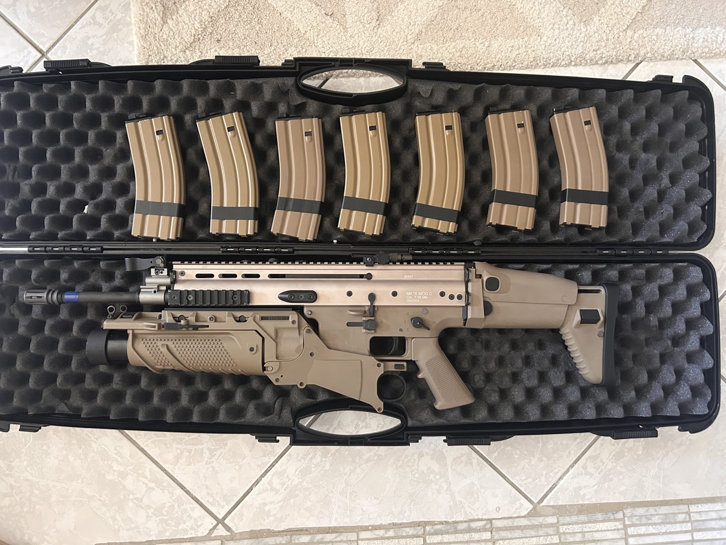 SCAR L GBBR WE + lance‑grenade + 7 chargeurs