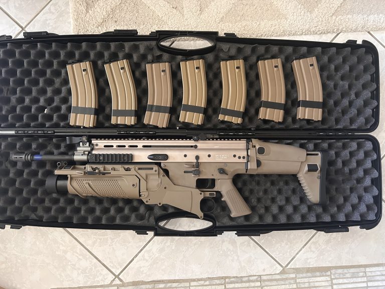 SCAR L GBBR WE + lance‑grenade + 7 chargeurs