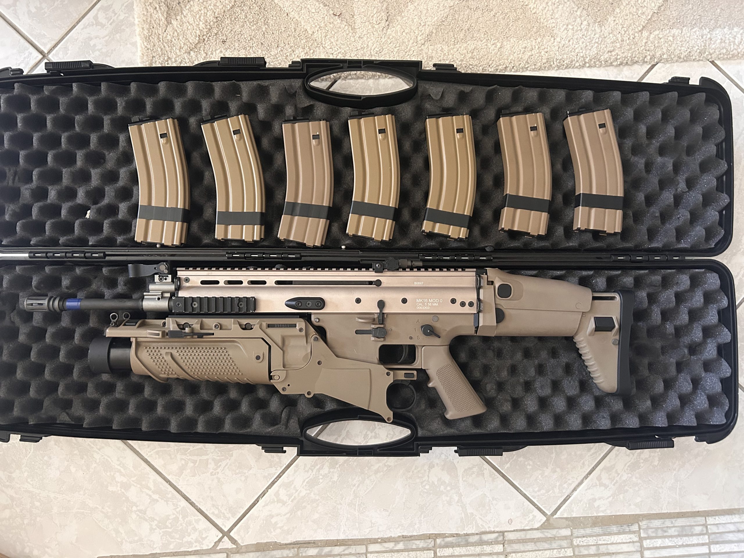 SCAR L GBBR WE + lance‑grenade + 7 chargeurs