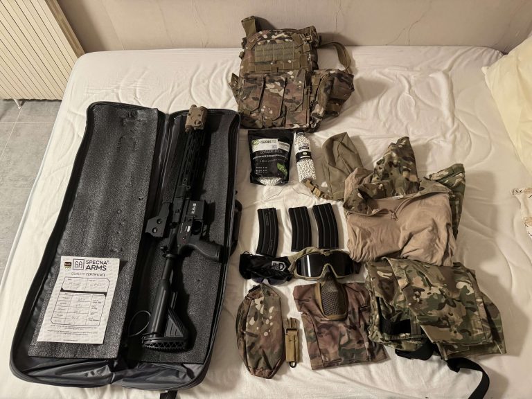 Lot airsoft complet HK416 Specna Arms + équipement (prêt à jouer)