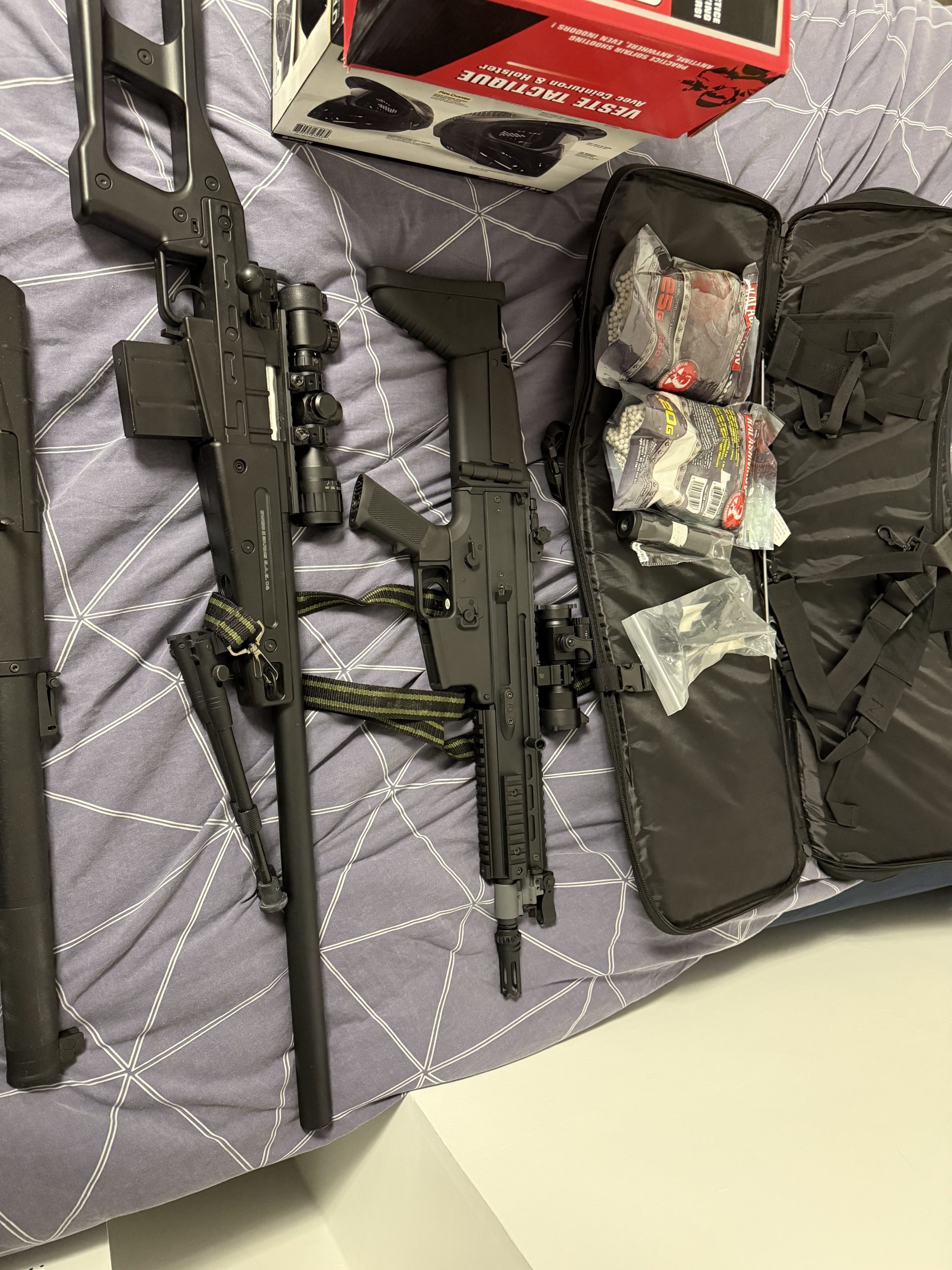 Pack complet airsoft – Répliques + équipements (neuf, jamais utilisé)