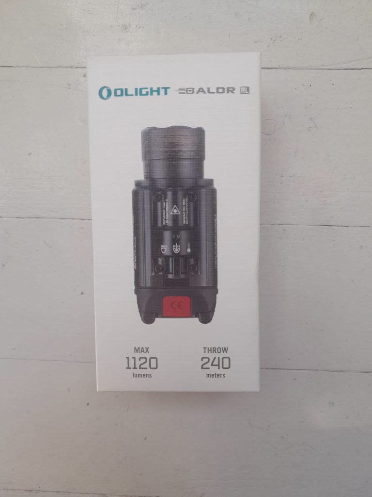 Olight Baldr RL – Lampe Tactique 1120 Lumens + Laser Rouge (État Nickel)