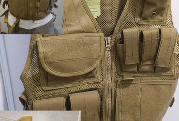 Gilet tactique beige / tan avec accessoires – réglable