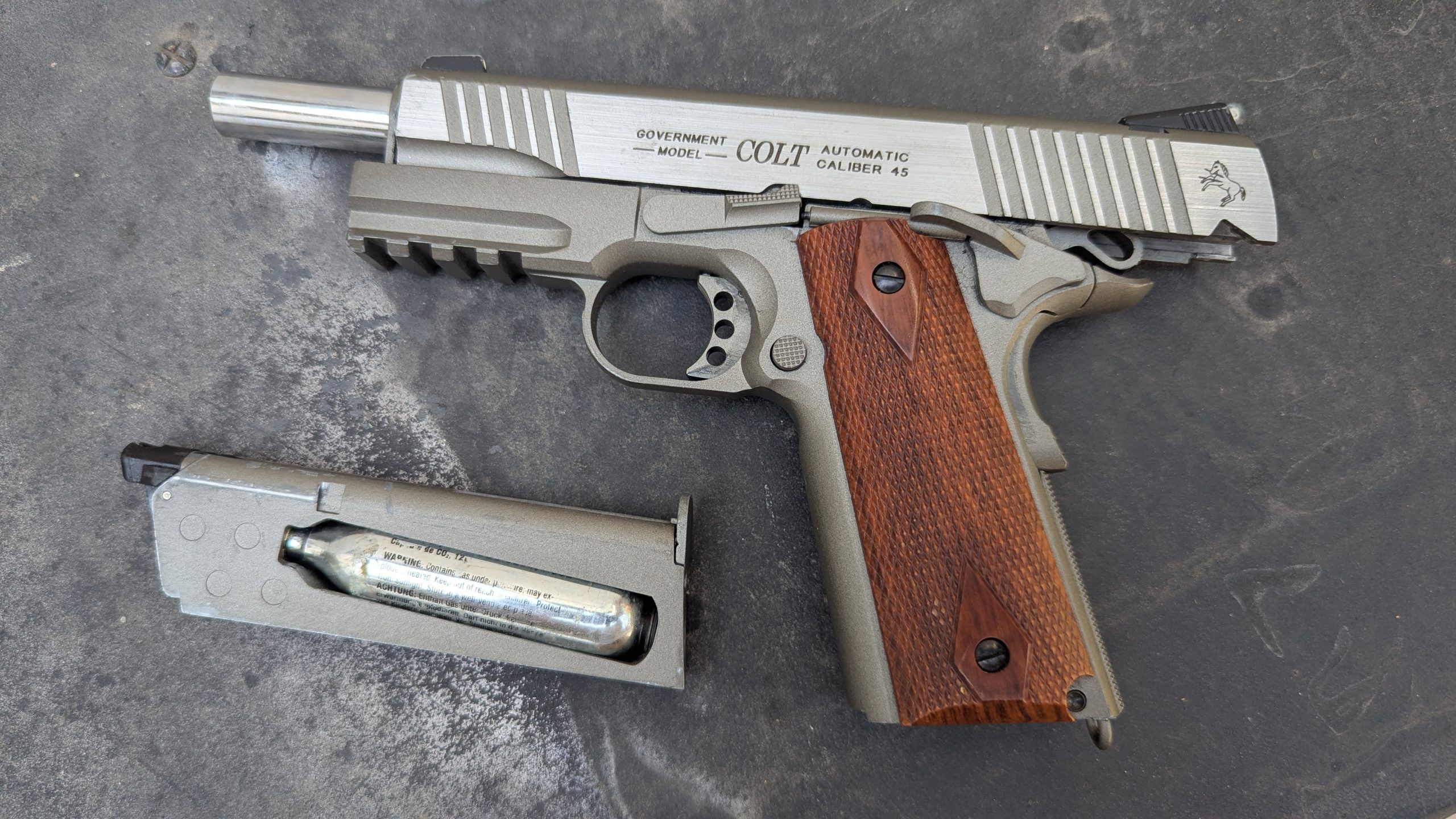 Colt 1911 Stainless Silver Rail