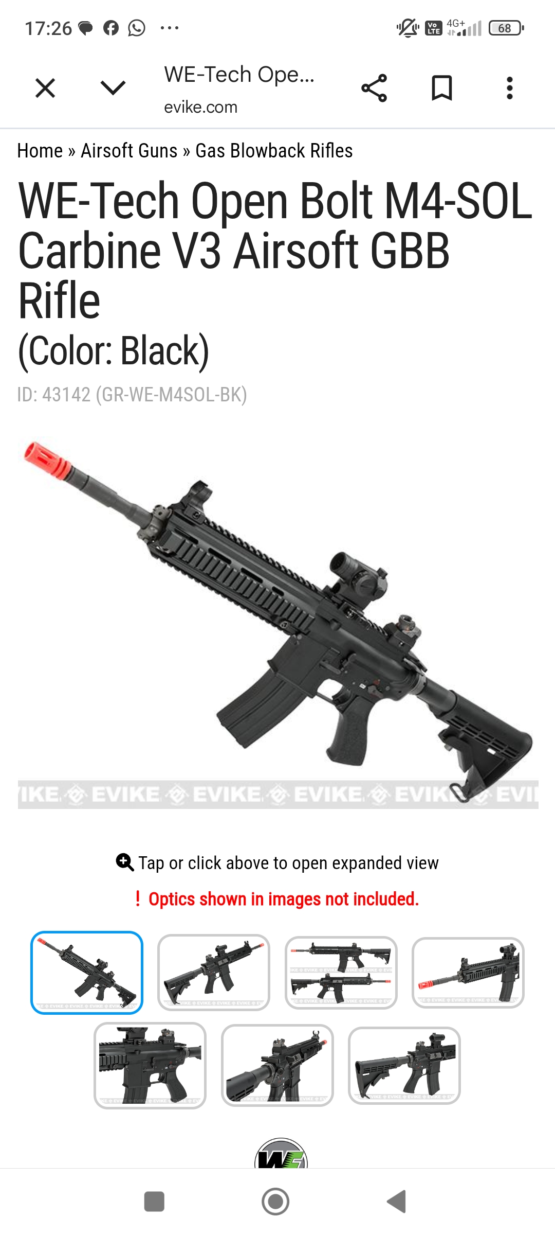 WE-Tech Open Bolt M4-SOL Carbine V3 GBBR