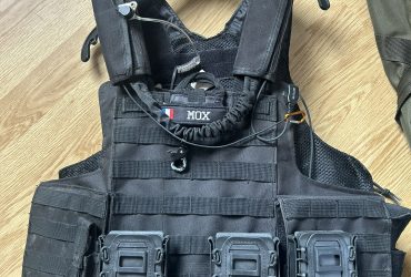 Gilet Tactique Noir Complet (Plate Carrier) + Porte-Chargeurs Fast Mag + Poches