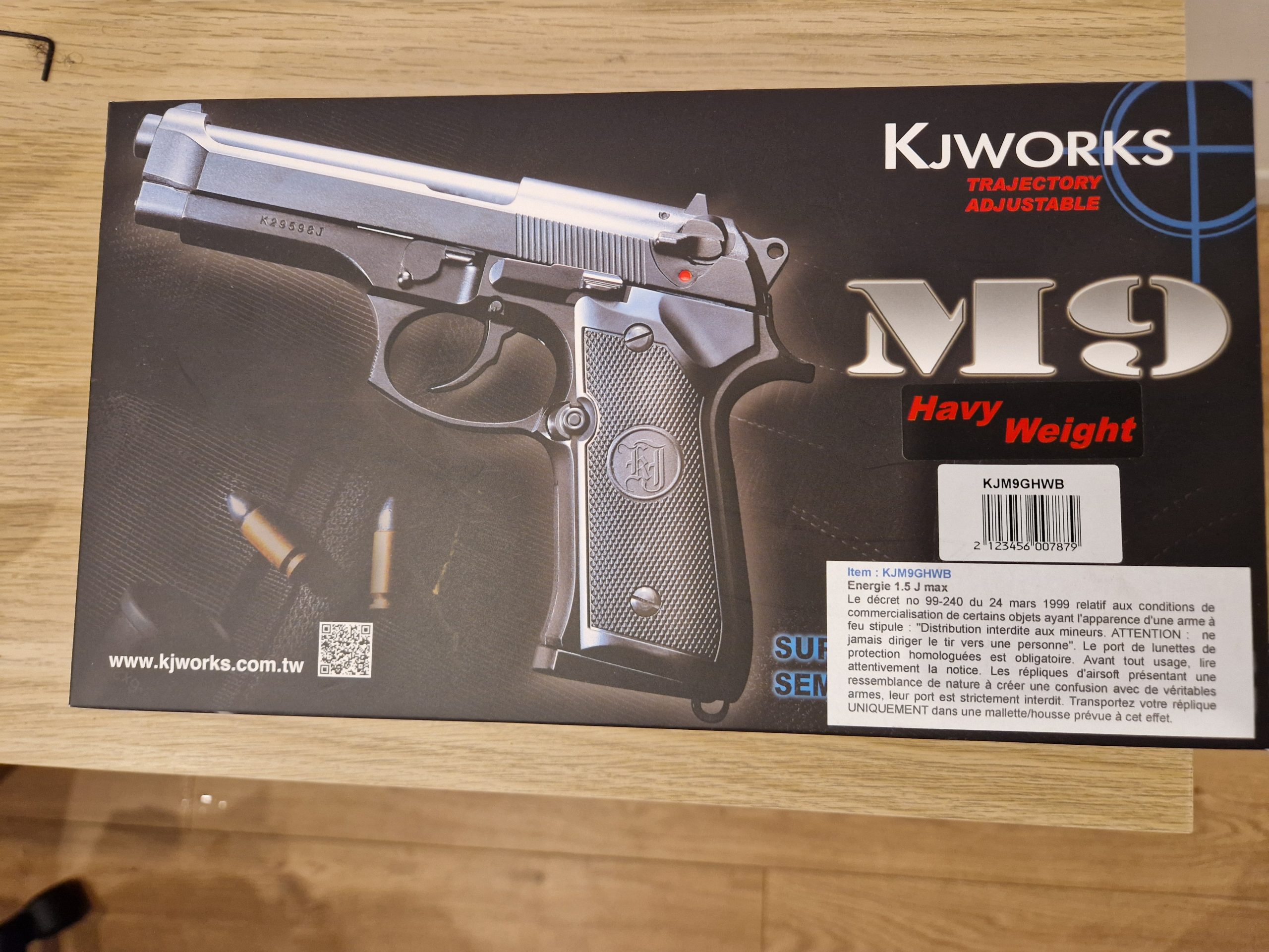 Réplique Airsoft M9 Heavy Weight KJW – Version Gaz (Avec boîte)