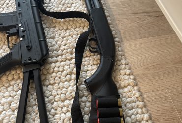 Fusil à pompe + housse à balles décorative