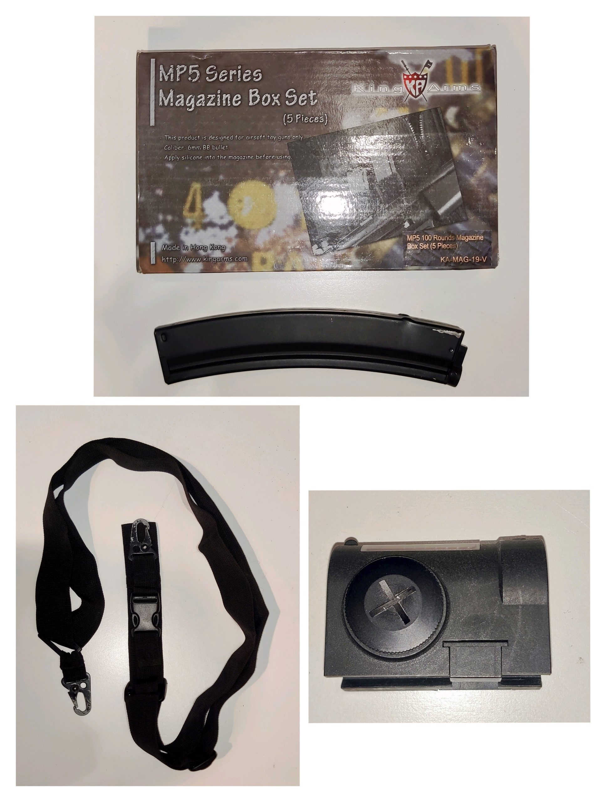 MP5 AEG airsoft + chargeurs King Arms + housse + accessoires – À réparer