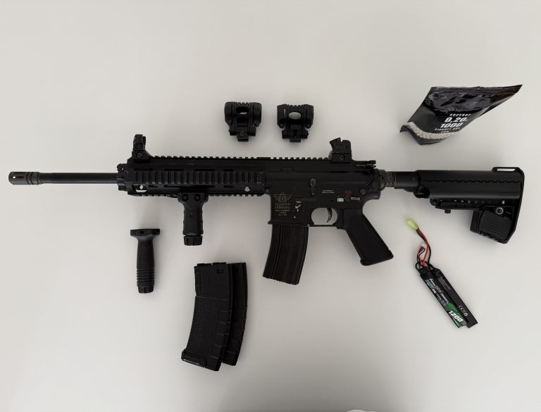 HK416 Noir AEG BRSS Canon long et accessoires