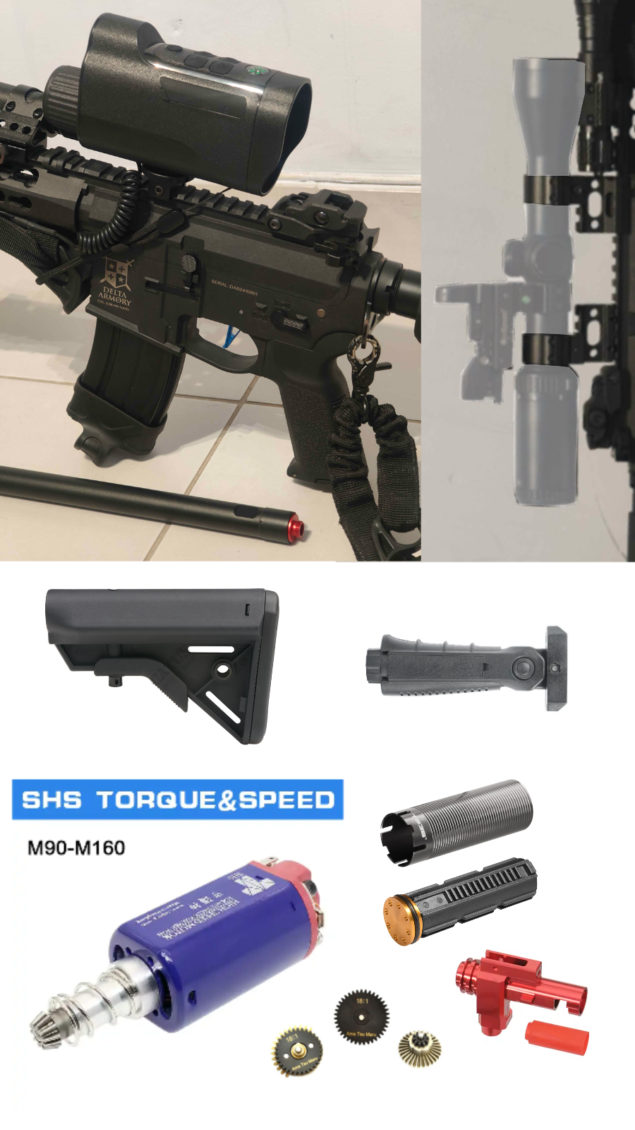 AEG DMR M4 Delta Armory airsoft gun AR15 KeyMod 10" Charlie UPGRADED