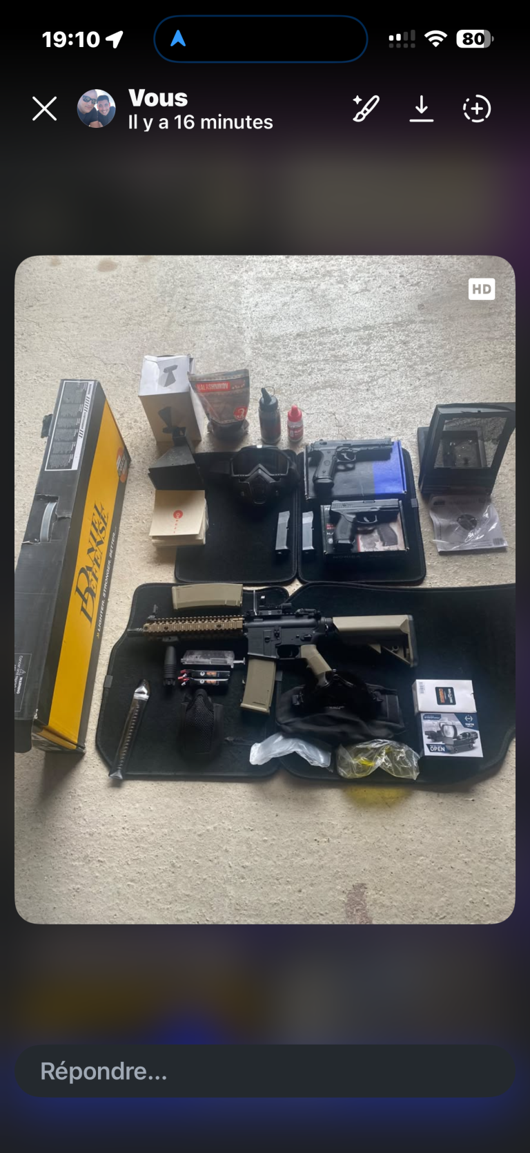 Lot armes et accessoires